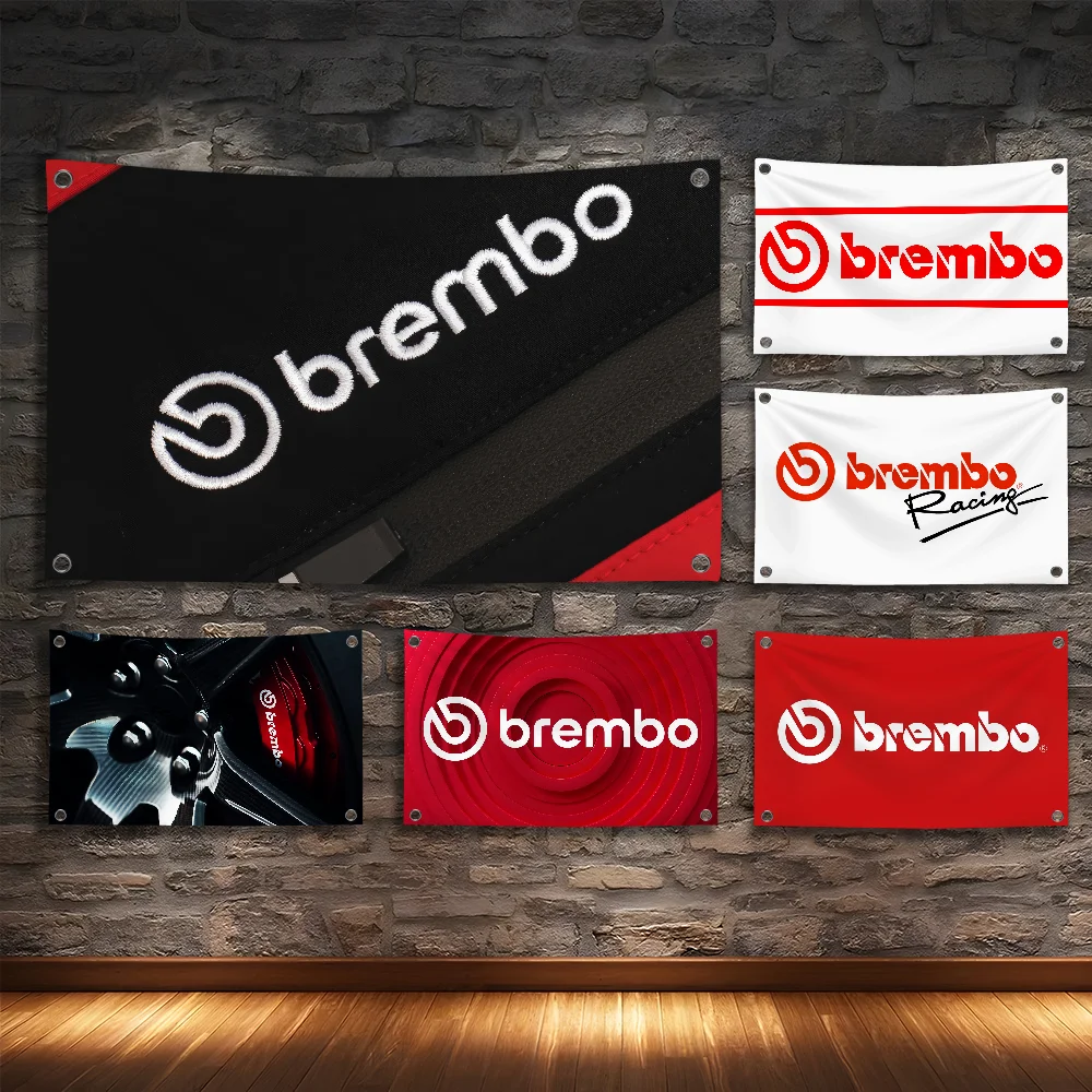 سباق السيارات-B-BremboS-LOGO العلم غرفة نوم المنزل وفي الهواء الطلق الجدار الشنق الحفل مطبوعة خلفية الديكور الفن راية #1