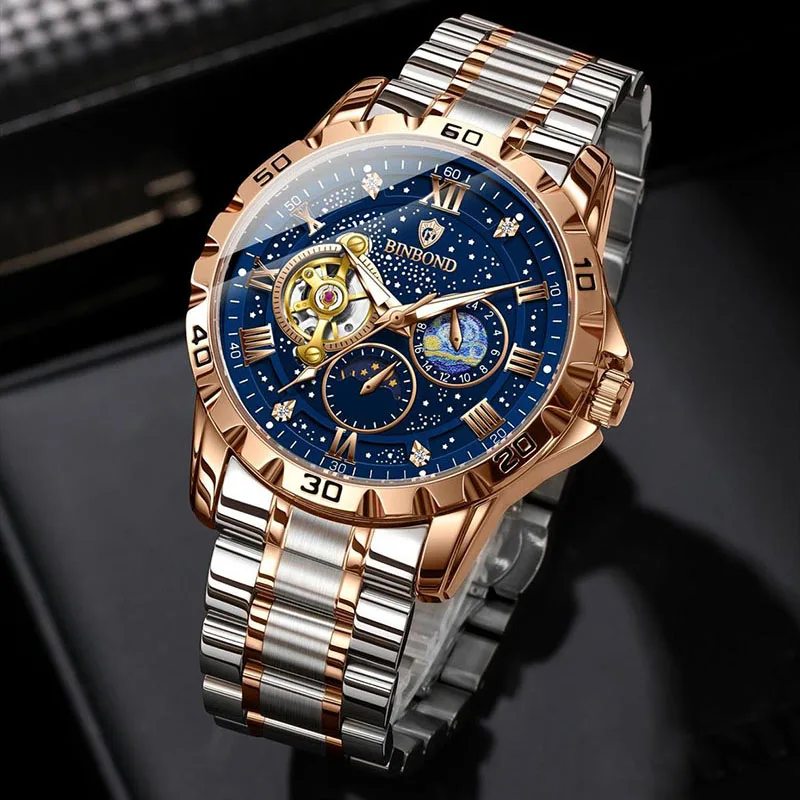 

Fashion Bussiness Men's Watch Automatic Mechanical Wristwatches Stainless Steel Band Men Watches Luminous Waterproof Male Clock