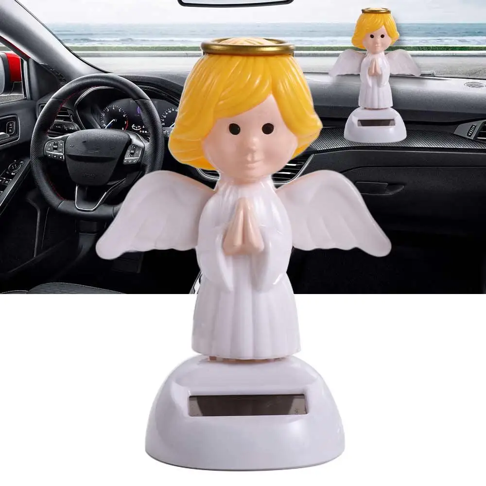 

Friendly Solar Powered Action Figure Car Ornament Shaking Head Dolls Solar Swinging Angel Bobble Head Doll Dancing Flip Dolls