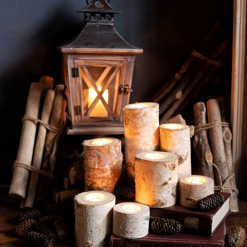 Portable Wooden Iron Candlestick Holder Windproof Decor for Bedroom Porch Home Restaurant Use Hanging Ornament Desktop