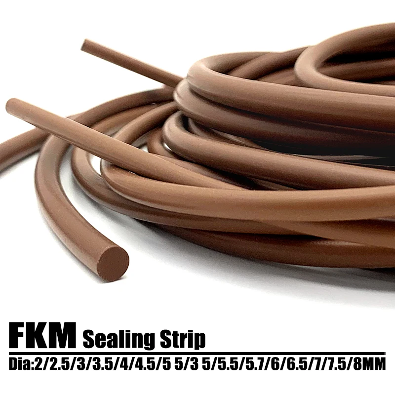

Уплотнительная лента из фторкаучука (FKM) коричневого цвета, диаметр 2-8 мм, длина 5/2 м, устойчивая к воздействию сильных кислот и щелочей.
