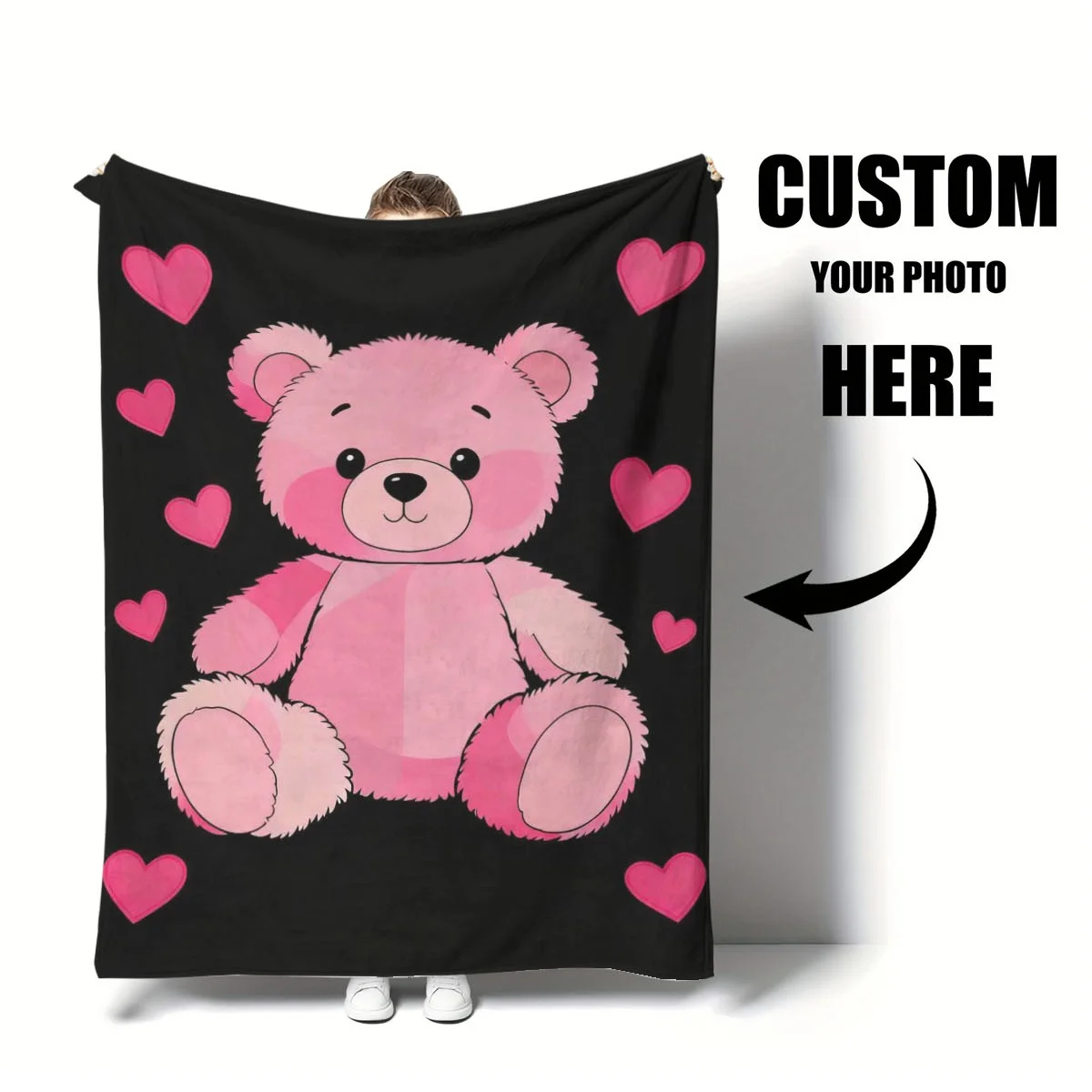 Benutzerdefinierte Winter-Decke, personalisierbar, dick, Flanell, weich, warm, Fotodecke, vielseitig einsetzbar, gemütlicher Fleece-Überwurf für Sofa, Bett, Büro, Nickerchen