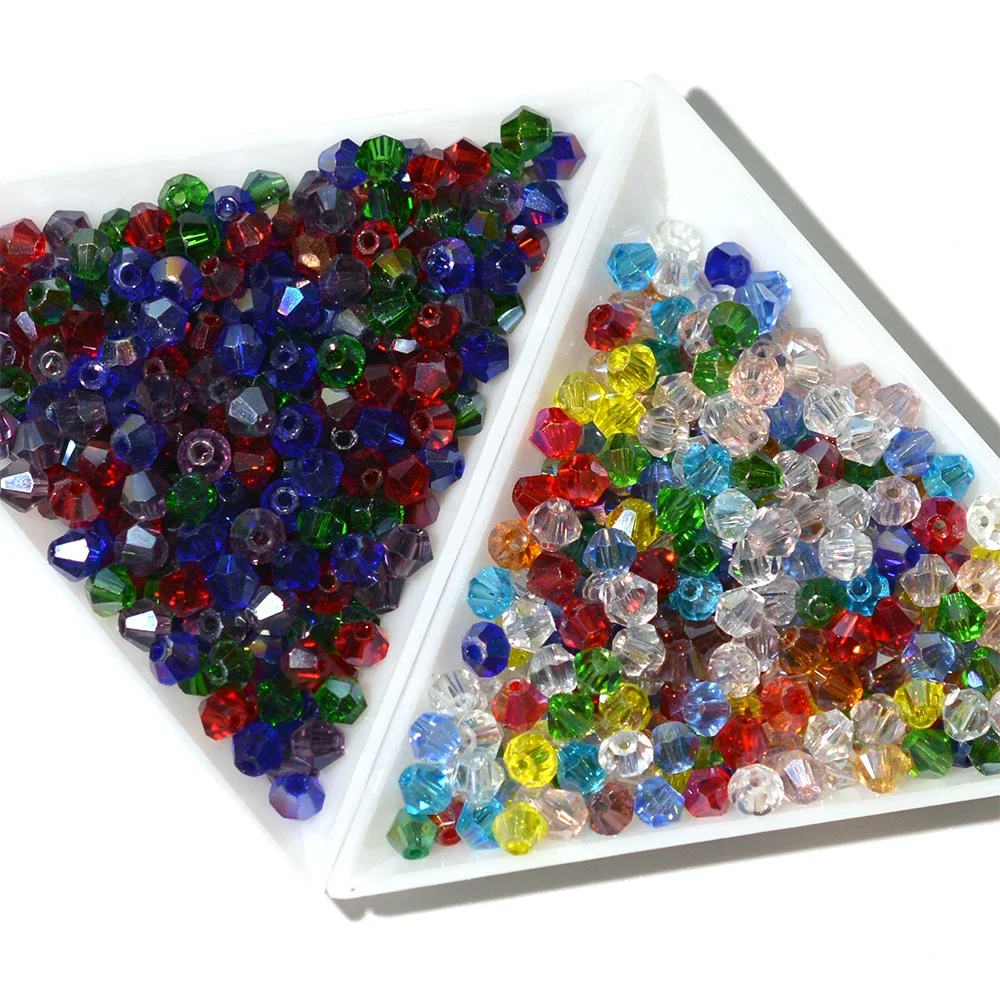 100pcs Multicolor Mixed 4MM Austrian Bicone Crystal Beads Loose Spacer Beads for Jewelry Making DIY Bracelet Necklace Wholesale