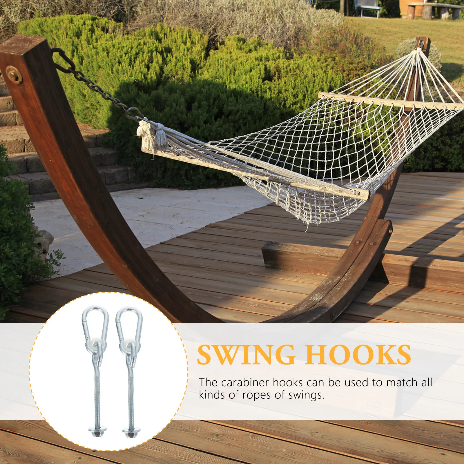 1Pair Heavy Duty Swing Carabiner Hooks Outdoor Swing Accessories Hammock Chair Hanging Kit Suspension Hooks for Garden