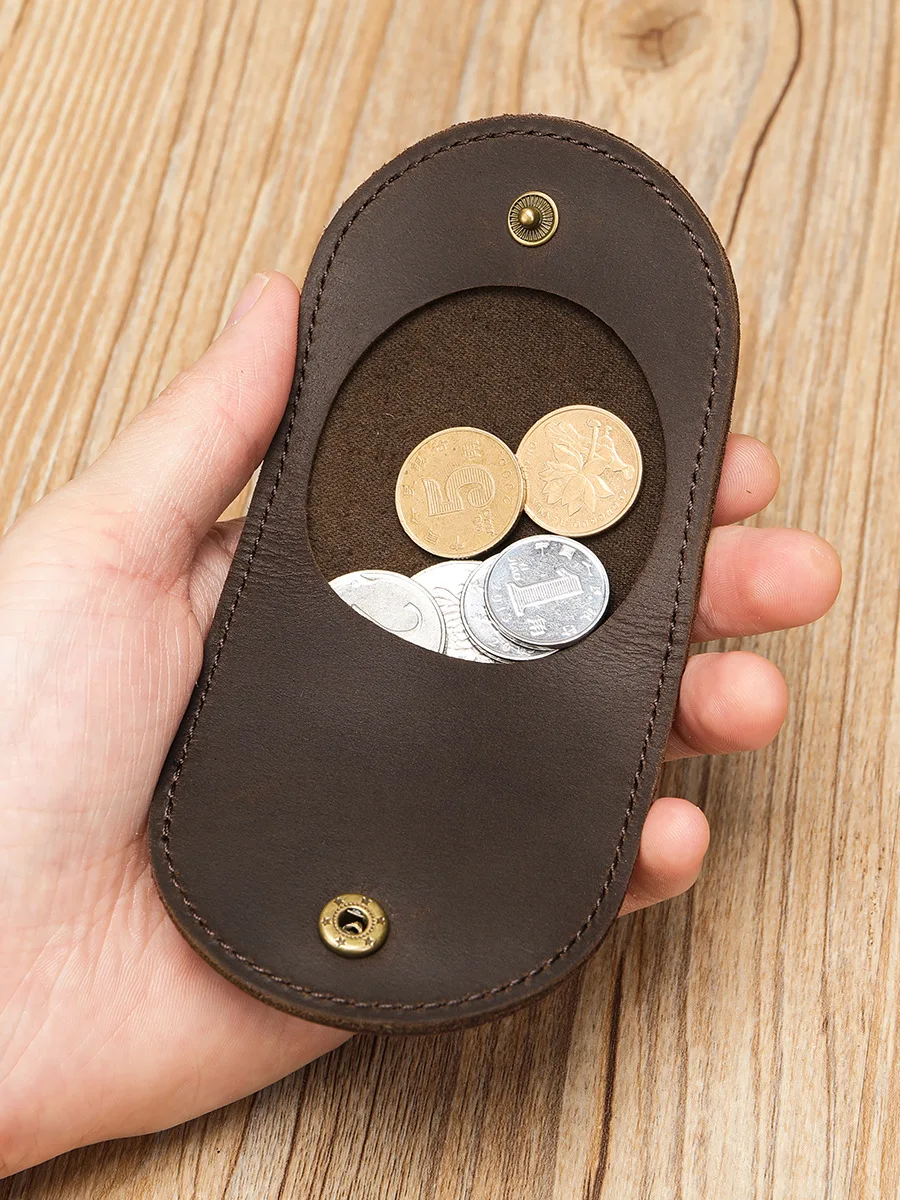 Women\'s Coin Purse Genuine Leather Vintage Thin Folding Multipurpose Mini Pouch Wallet