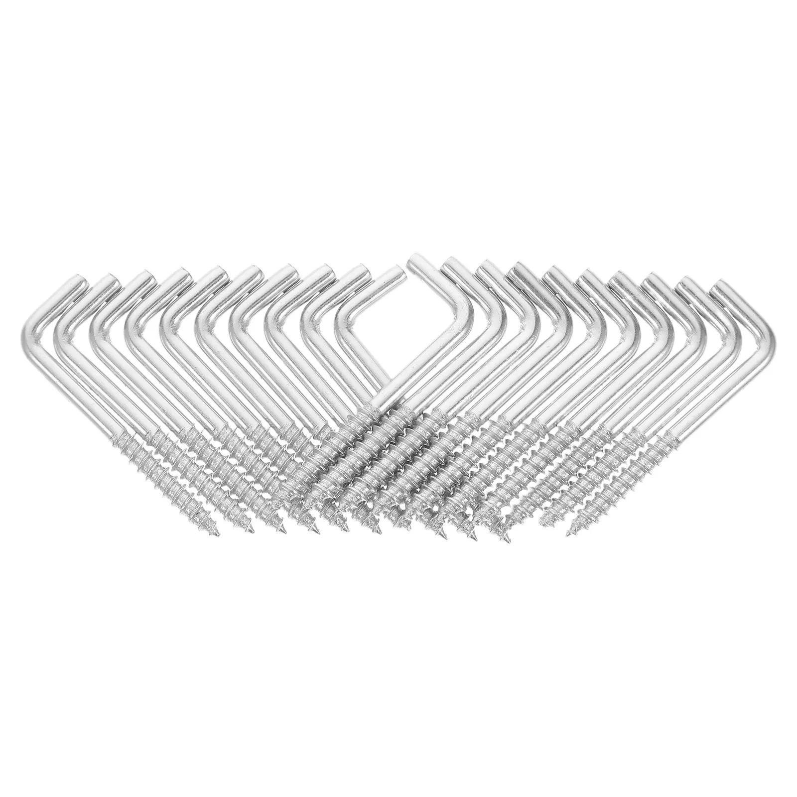 20Pcs Galvanized L Shape Screw Hooks Heavy Duty Metal Hanger for Hanging Photos Jewelry Coffee Cups Mirror Cabinet Door Holder