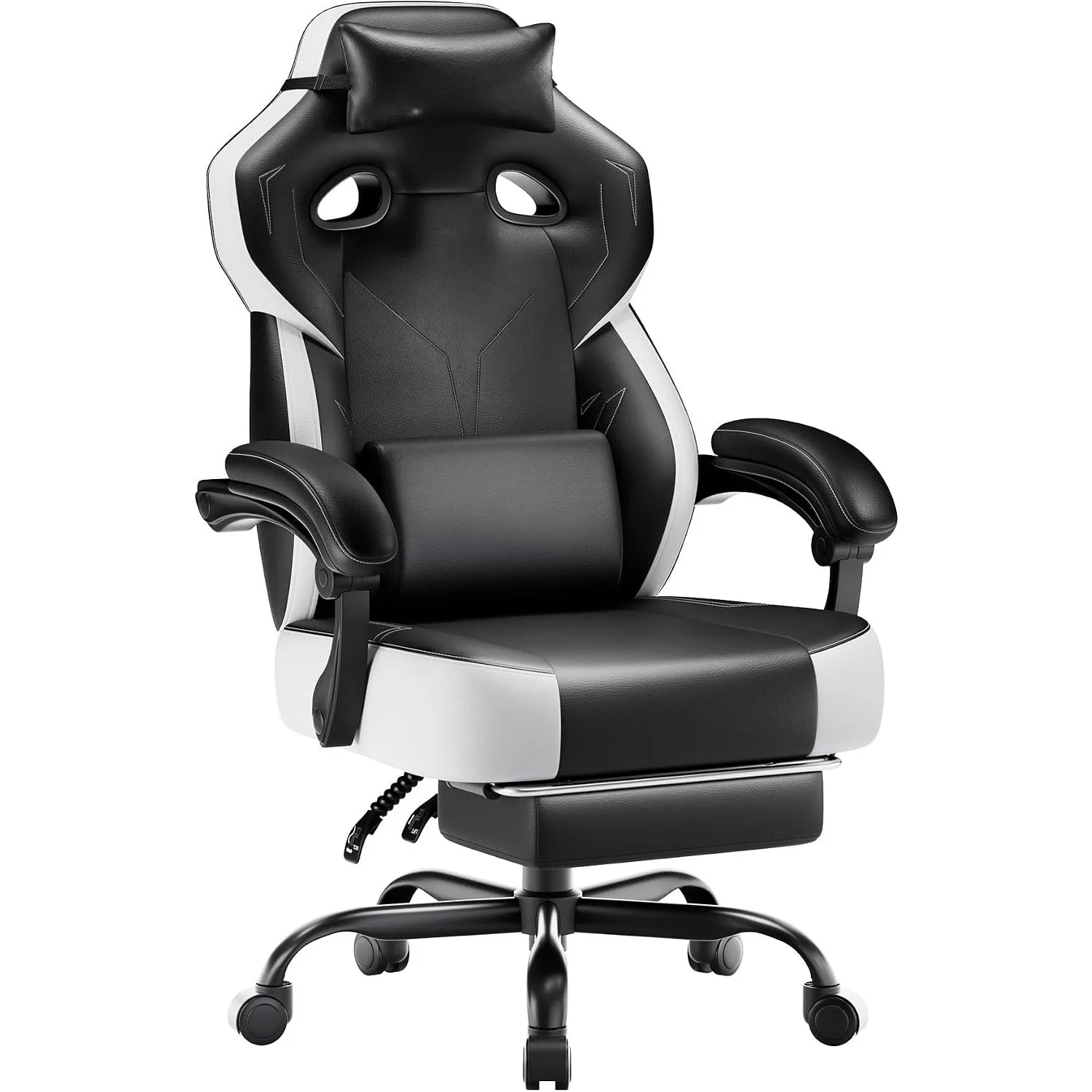 Big & Tall Gaming Chair, Wide Seat with Footrest, Jet Black