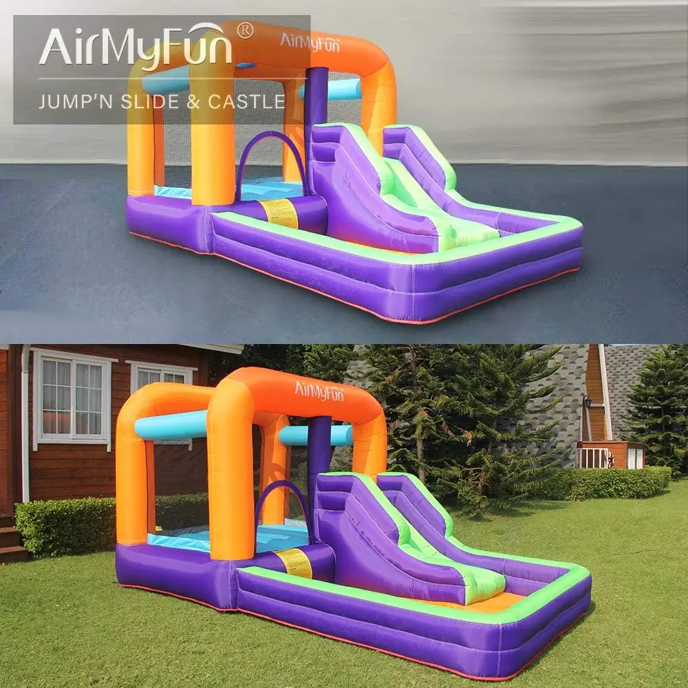 Maison de rebond pour enfants, maison de rebond gonflable avec toboggan, zone de saut gonflable avec souffleur d'air, adaptée au jeu en plein air et