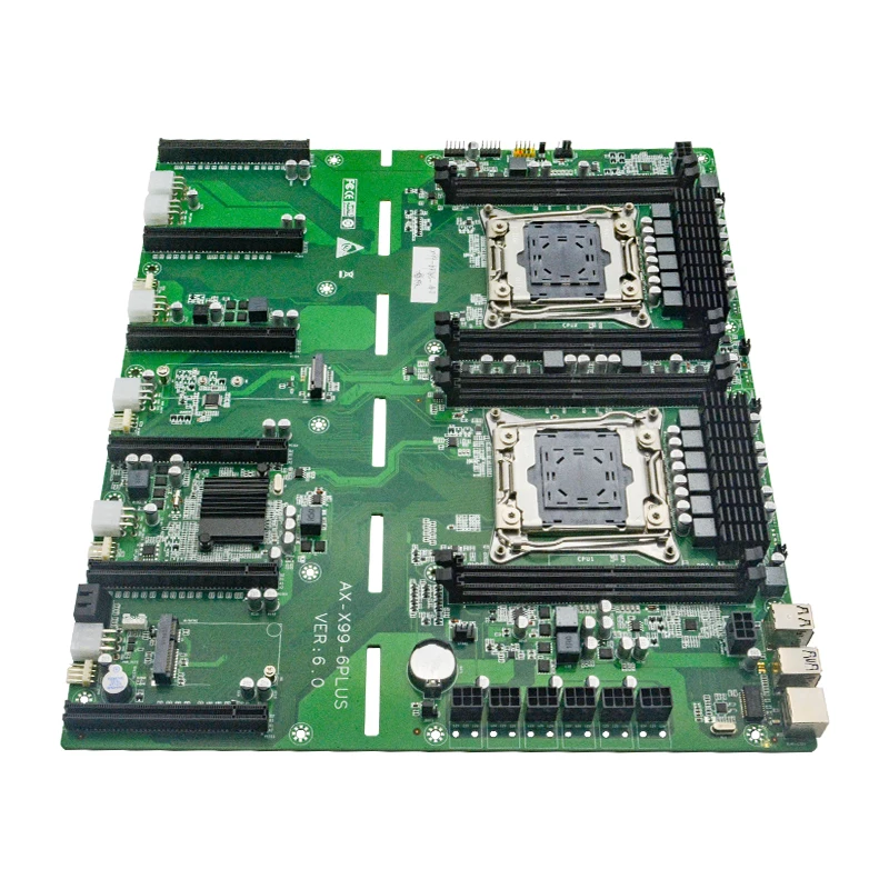 Placa base de ordenador para estación de trabajo, placa base de alta calidad Dual Xeon E5 LGA2011-3, LAN única 8 DDR4 SATA M-SATA 6 GPU PCI-E M.2