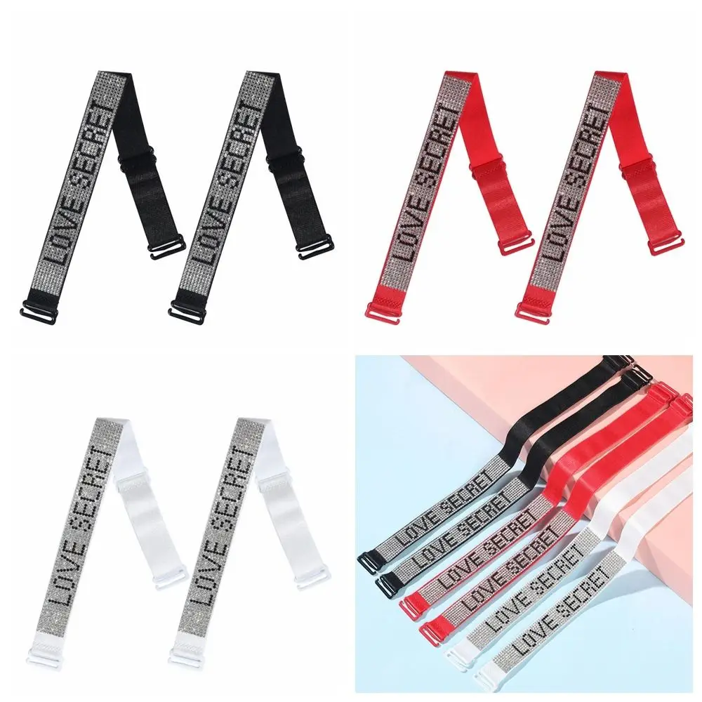 

Letter Rhinestone Bra Strap Double-Shoulder Bra Accessories Bra Shoulder Strap Anti-slip Buckle Belt Underwear Shoulder Strap