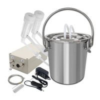 Portable Pulsation Plug-in Vacuum Pump Goat Milker Cattle Electric Vacuum Pump Milking Machine+5L Stainless Steel Milker Bucket