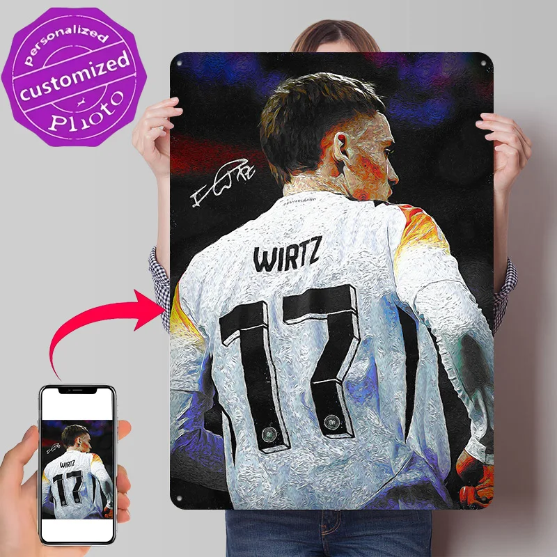 Florian Wirtz Jersey Metal Poster Perfect Gift for Fans Lovers Customized Wall Art Metal Sign for Vintage Retro Decoration Room