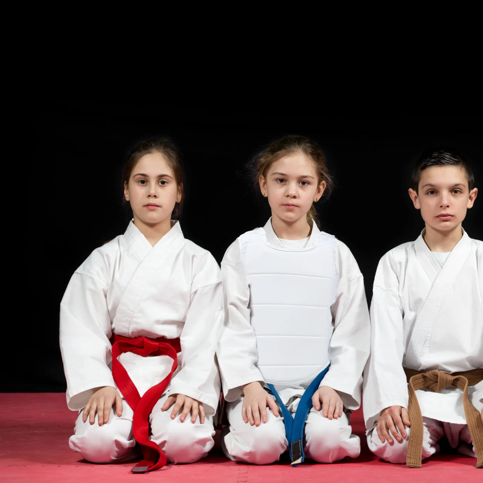 Schutz-Brustschutz-Werkzeuge für Kinder, professionelle Schutzweste, Kickboxen, weißes Polyester, Trainingsuniform für Kleinkinder