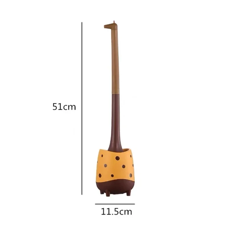 Creative Cartoon Giraffe Dinosaur Long Handled Toilet Brush Household Bathroom Accessories Silicone Cleaning Brush Set