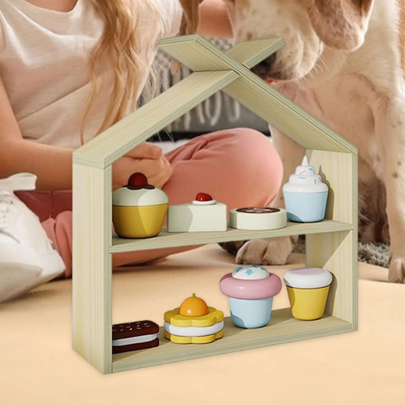 Symulacja Kuchnia Żywność Zabawki Zabawki do zabawy w udawanie. Symulacja Stojak do Przechowywania Chleba Drewniany Stojak Ekspozycyjny Domek do Zabawy Zestaw do Zabawy