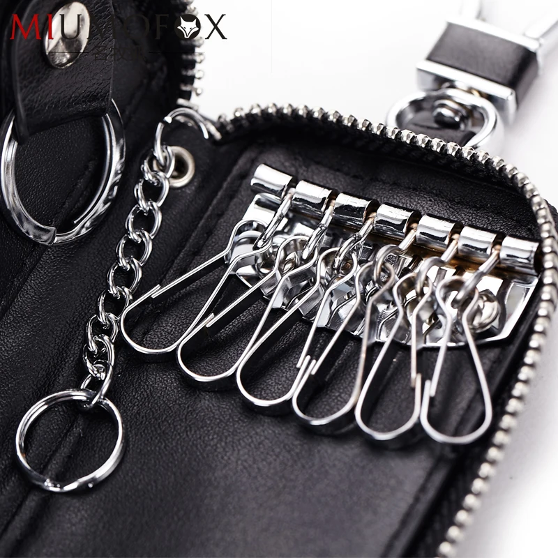 Key bag wholesale men's leather zipper key bag leather gm female multi-functional household key pack