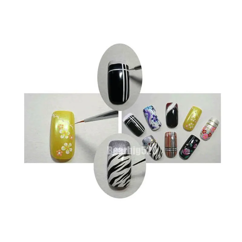 LULAA 3 pennelli per nail art set strumenti per pittura con penna per design per nail art con pennello per gel per estensione delle unghie per salone a casa manicure fai da te