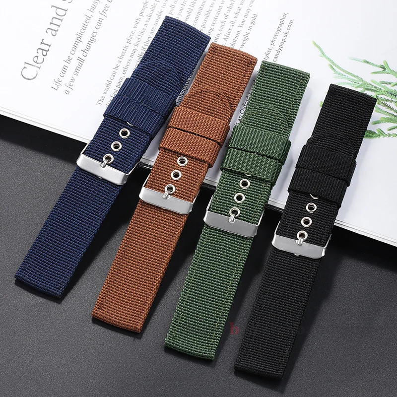 16mm 18mm 20mm 22mm Nylon Canvas Watch Band Woven Soft Belt Universal Bracelet for Men Women Sport Quick Release Wrist Band