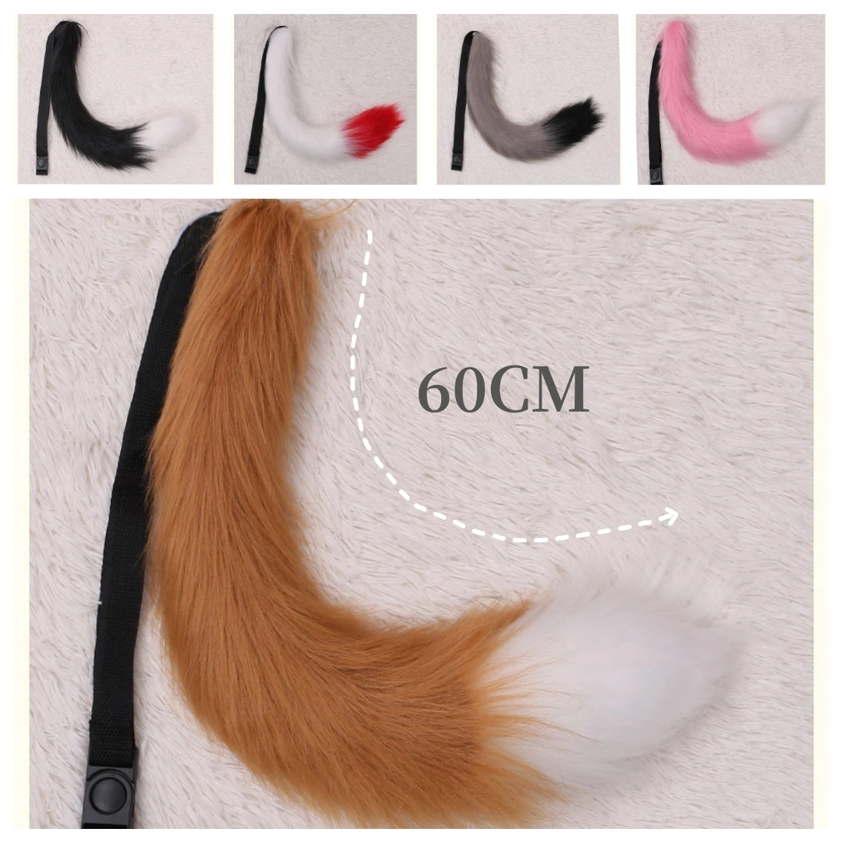 

Handmade Anime Cute Fox with Long Fur Fox Tail Cosplay Accessories Animal Tail Waist Accessories 60CM