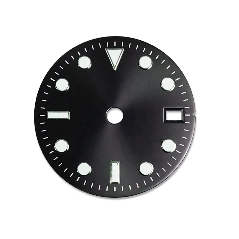 Mod 29mm GMT quatro mão Watch Dial verde luminoso literalmente apto para GMT NH34 movimento acessórios