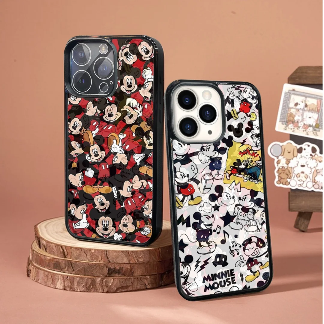 

Variable Pictorial Mickey Minnie Mouse full screen Phone Case For iPhone 16 Pro 15 14 13 Pro Max Anti fall Hard Cover