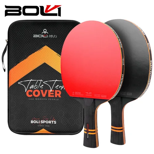 BOLI-raquetas de tenis de mesa 2 piezas con cubierta, raqueta de Ping Pong, paleta de murciélago, 7 capas pura de hoja de madera, goma tensa no pegajosa, alta calidad
