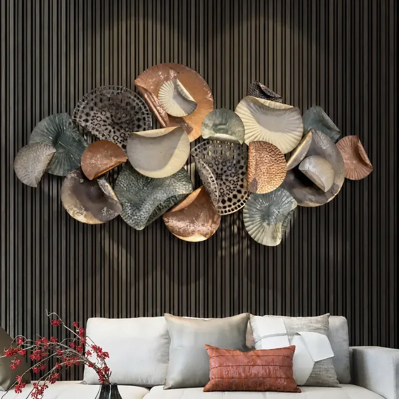 Creative 3D Wrought Iron Wall Mirror Decorative Mirror for Bedroom Dresser Porch Living Room Background Wall Hanging Decor