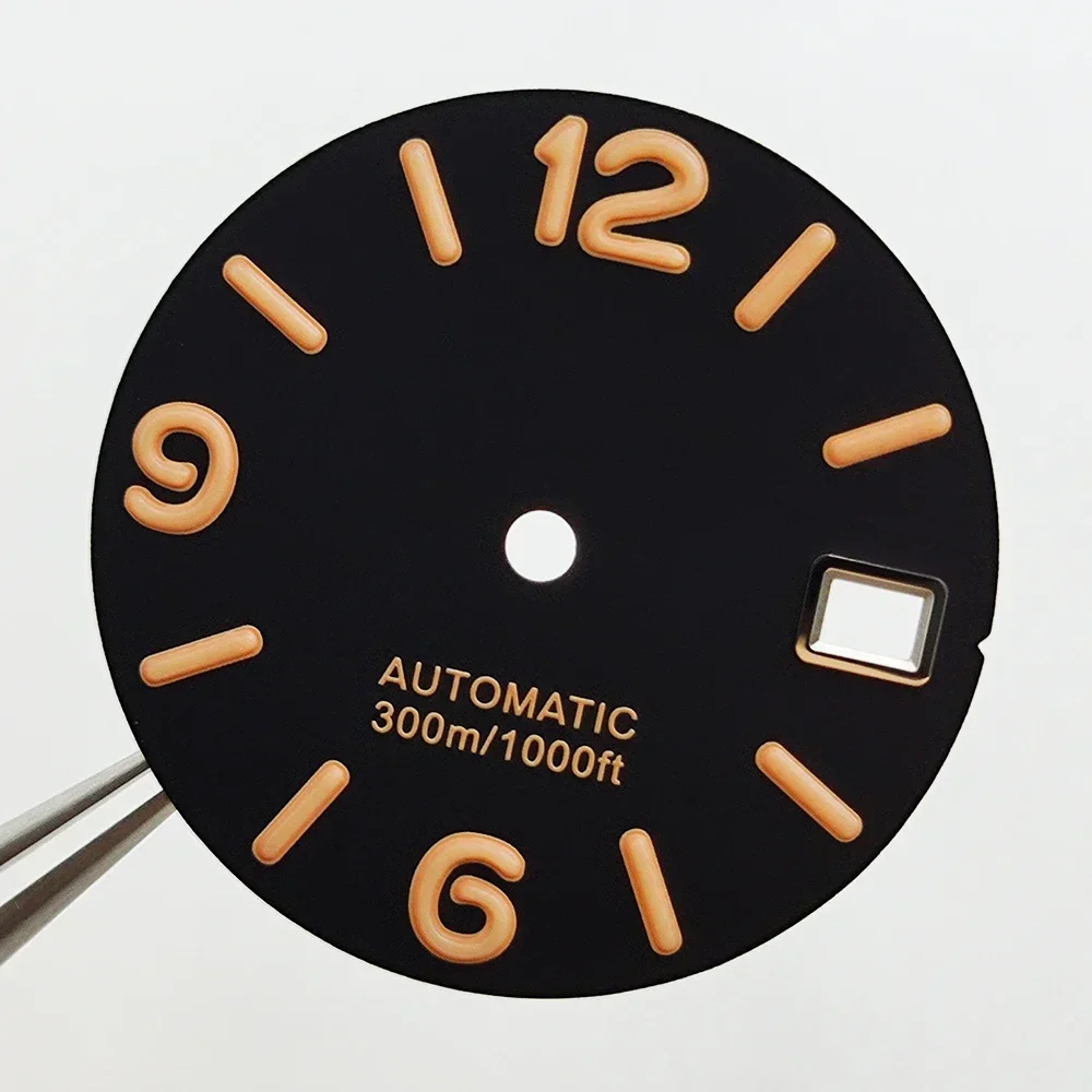 Диаметр часов 28,5 мм, циферблат NH35, S-циферблат, цифровые зеленые светящиеся детали для модификации часов для механизма NH35/NH36/4R/7S, новый DIY