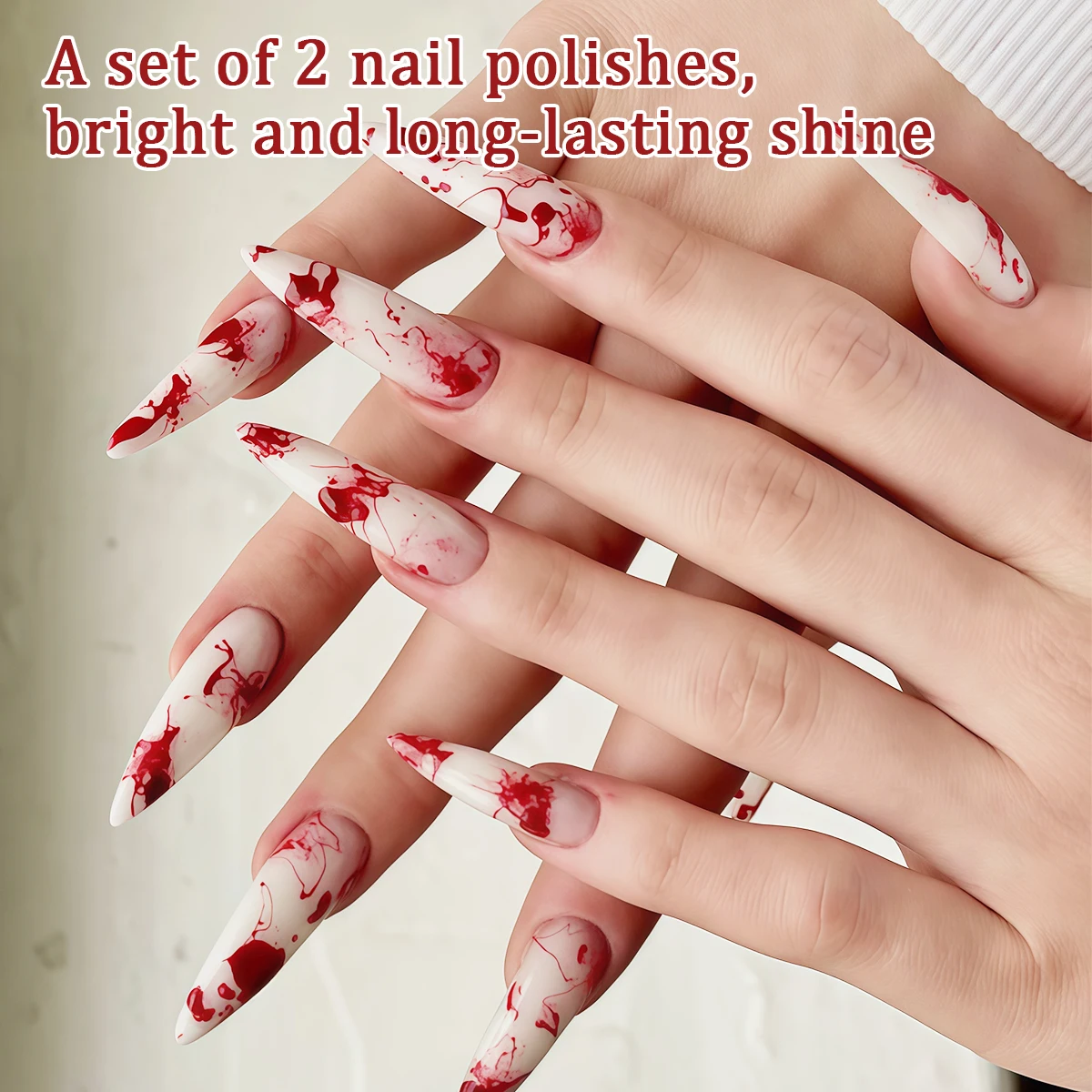 2-Pack of High-End Gothic-Style Halloween Two-In-One Matte Gel Nail Polish, Mirror-Gloss Wear-Resistant Nail Polish, Perfect for Creating Spooky Blood Drop Nail Designs, Spider and Bat Halloween Nail Art, and Everyday Nail Art for All Seasons