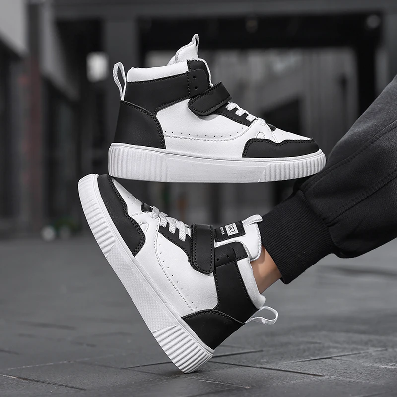 Outdoor Large Size Children's Shoes Basketball Girls Sports Boys Casual Leather High Top Running Non-slip Student Walking Shoes