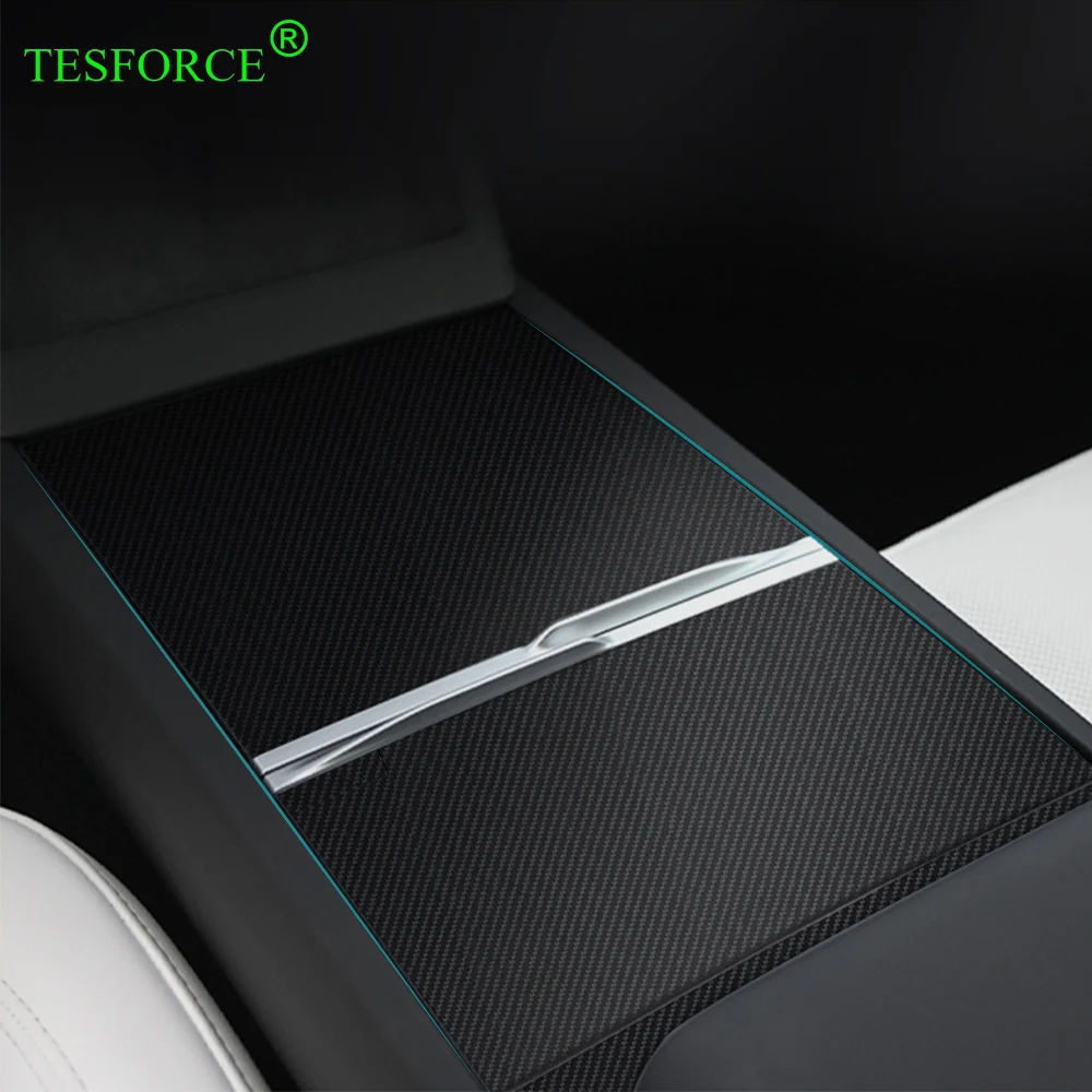 For Tesla Model 3 Highland 2023-2024 Real Carbon Fiber 3PCS Center Control Panel Sticker Dry Carbon Center Patch Anti-scratch