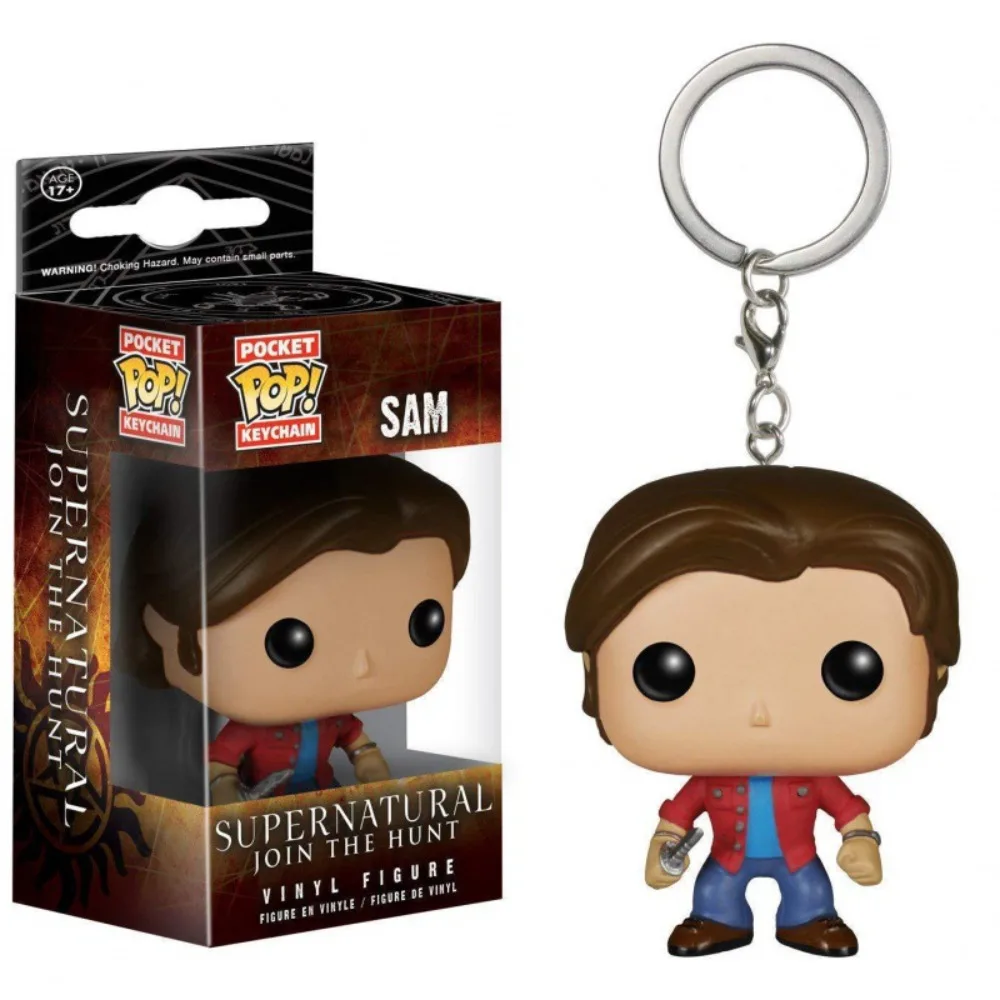 FUNKO Pocket Keychain Supernatural Castiel Sam TV Series Limited Periphery Backpack Pendant Action Toy Figures Keychain Kid Gift