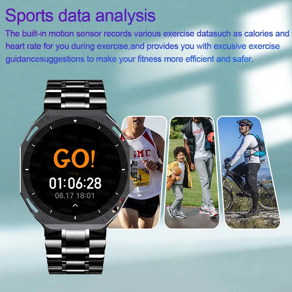 Homens de negócios smartwatch relógio 1.53 hd sempre na exibição bluetooth chamada foto personalizada 3d ui feminino presente natal relógios ao ar livre