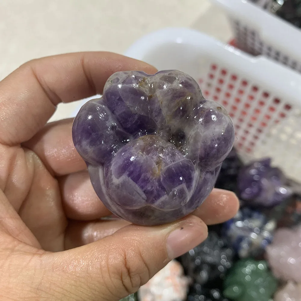 Custom Dream Amethyst 5cm Cat Paw Figurine - Hand-Carved Crystal Statue for Home Decor, Reiki Healing Stone & Unique Gift