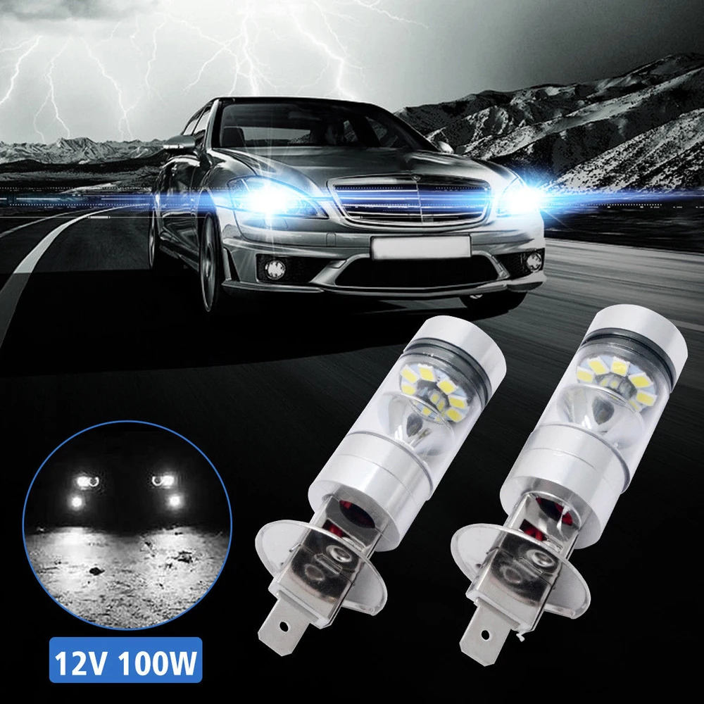 2Pcs Car 12V 20W 1000LM H1 20 SMD High-Power Fog Lamp Bulbs 6000K Driving Lamp White Super Bright High power LED