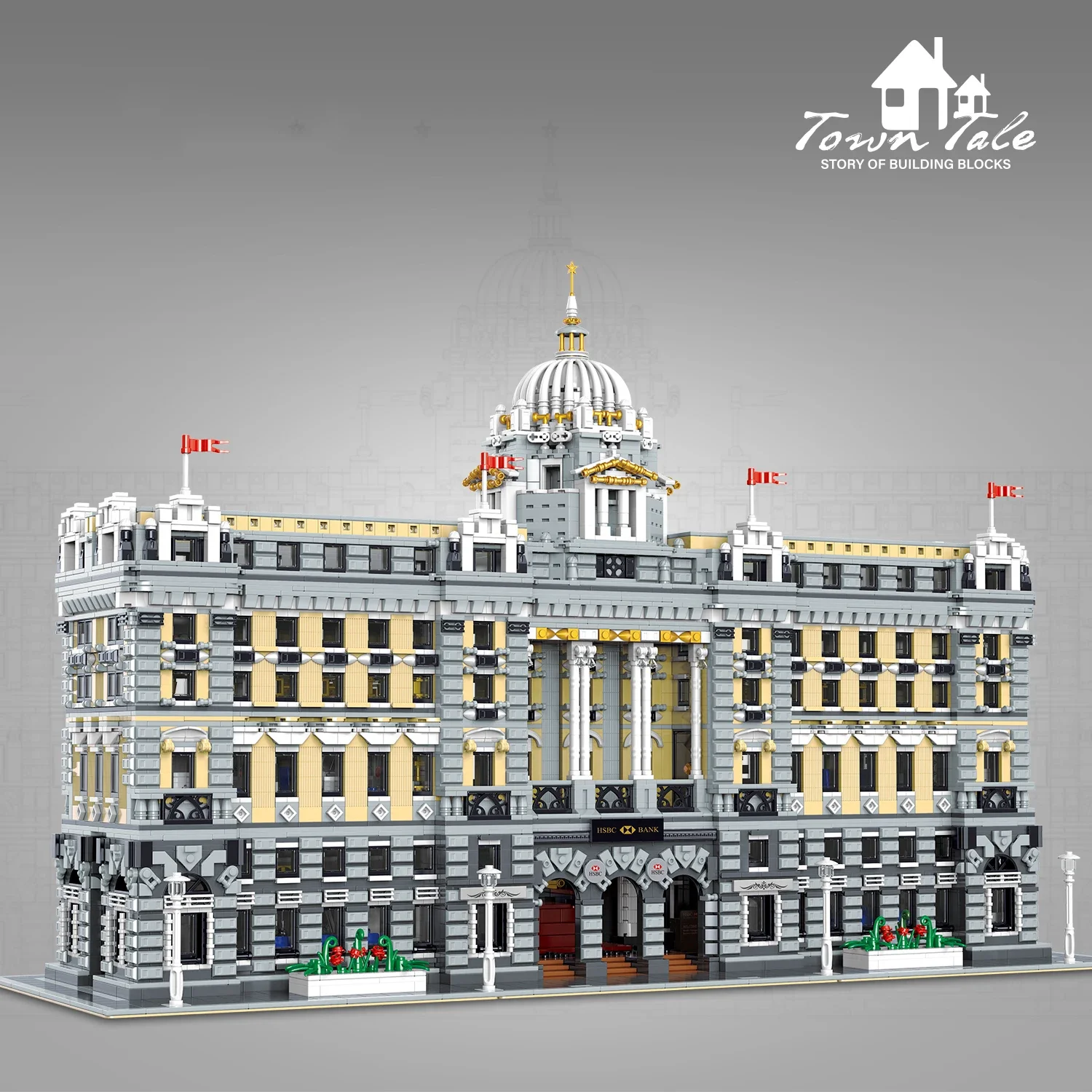 10423PCS Classical Bank Building Blocks MOC Bank Street View Model Bricks Desktop Decoration Diy Toys For Kids Holiday Gifts