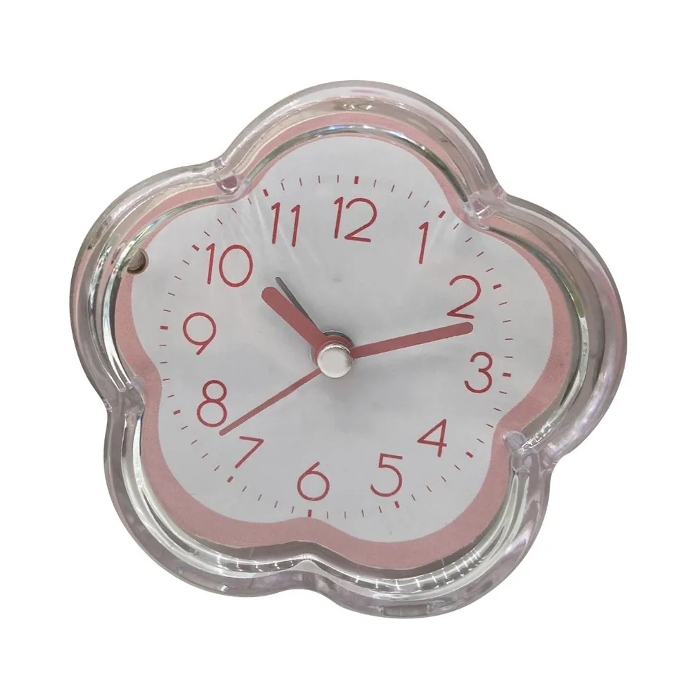 Transparent Shell Flower Alarm Clock Silent Sweep Movement Compact Size Bedside Alarm Clock Round Shape Dopamine Tones