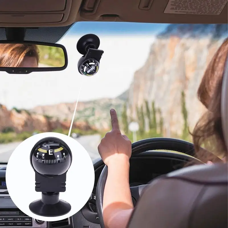Ball Compass Car Automotive Navigation Compass Adjustable Dashboard Mounted Automotive Interior Accessories For Hiking Boat