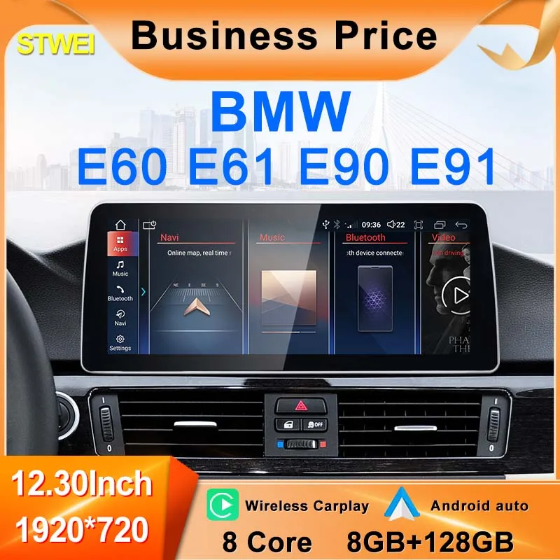 

2024 New ID6 ID7 ID8 UI 12.3inc Android System Wireless Carplay AUTO For BMW 3Series E90 E91 5 Series E60 E61 Car Video Players