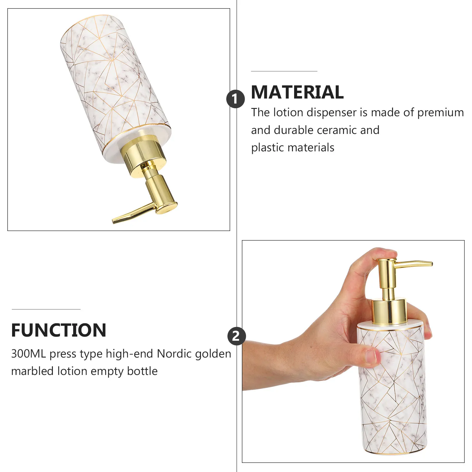 

1pc Marble Pattern Empty Lotion Dispenser Bottle Plastic Pump Container Creative Shampoo Soap Refill Travel Portable