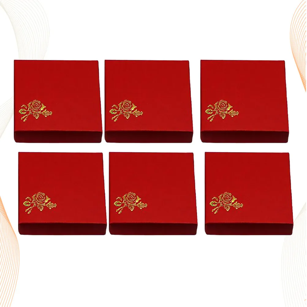 

Набор из 6 элегантных шкатулок для украшений, прочные картонные футляры для цепочек, браслетов, органайзеры для дома и магазина, идея для подарка, красный цвет