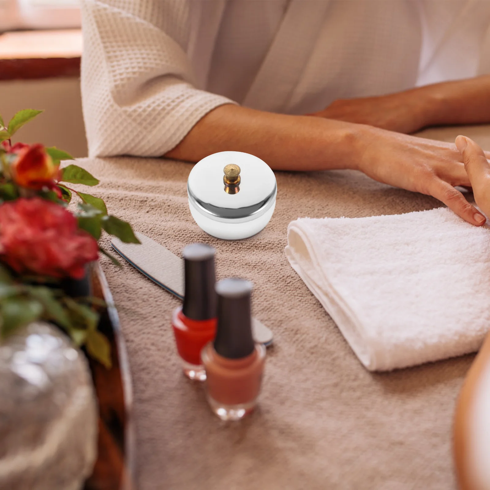 Taza de Alcohol de vidrio, cuenco líquido redondo mate de 2 pulgadas, tapa de acero inoxidable para decoración de uñas, plato Dappen, herramientas de manicura, cuidado de uñas