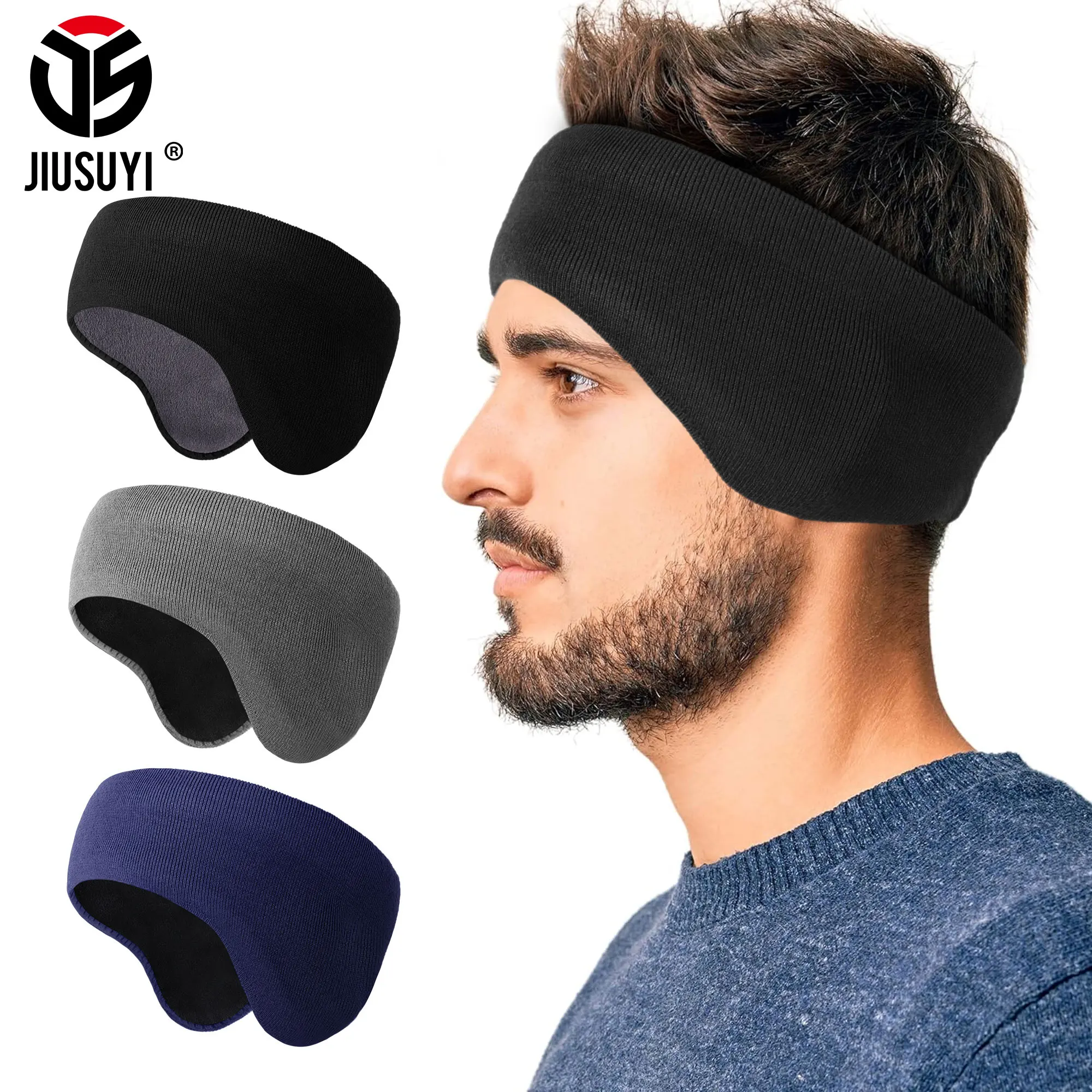 Double-layer Winter Thermal Headbands Windproof Ear Warmer Fleece Sports Sweatband Ski Running Cycling Fitness Bandana Hairband