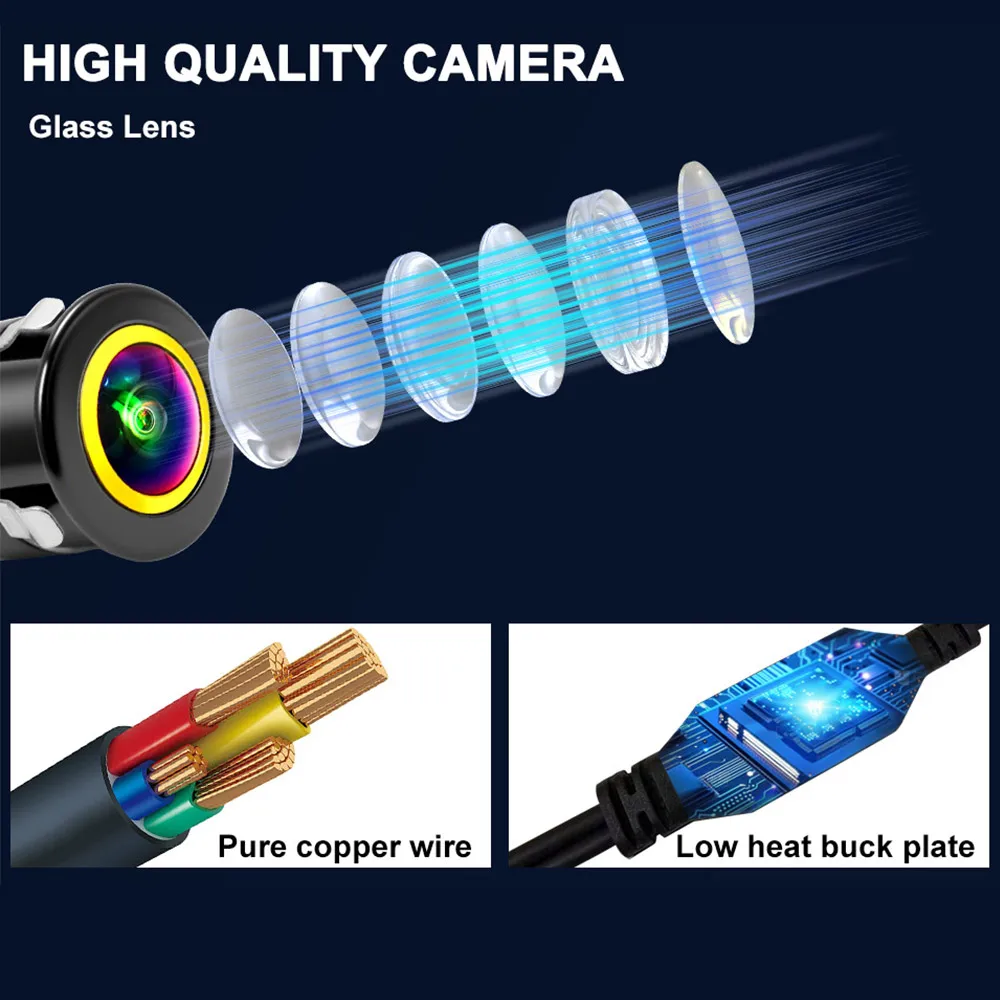 18.5mm AHD 1080P 720P CVBS CCD Car Rear View Camera DIP Switch Fisheye Lens Night Vision Waterproof Reverse Parking Camera