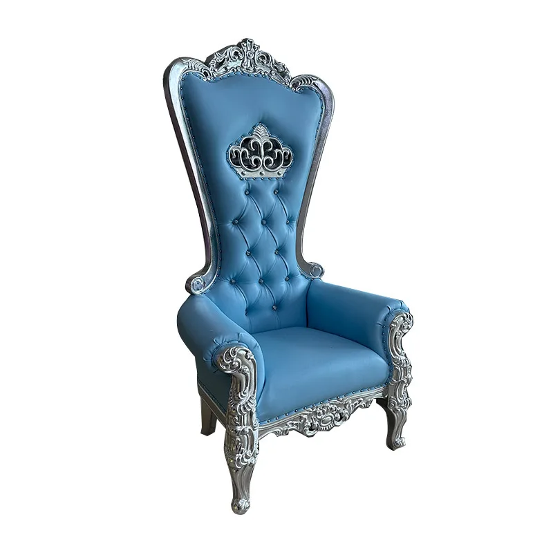

European solid wood hotel wedding crown chair, luxury entertainment club high backrest single sofa