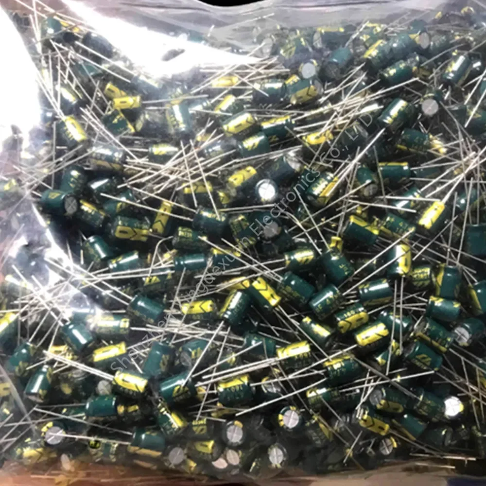 100 قطعة (6*7MMhole سلسلة) 10V470UF/330 فائق التوهج 16V220UF 25V100/220 فائق التوهج 35V100/47 فائق التوهج الألومنيوم مُكثَّف كهربائيًا