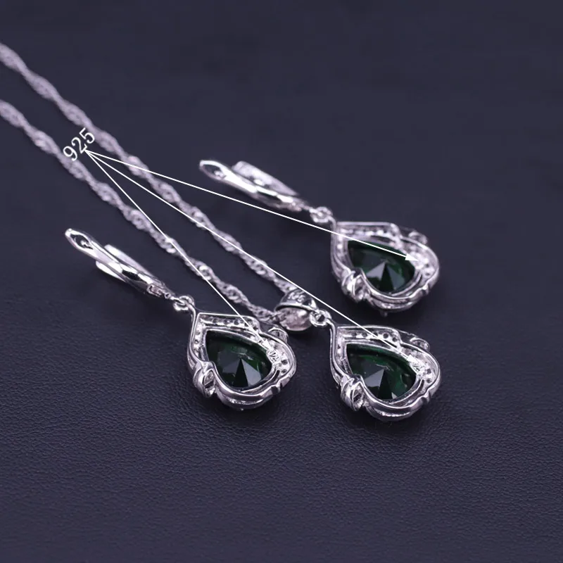 big sale water drop gren store white zircon silver 925 costume jewelry for women drop earrings ring necklace net