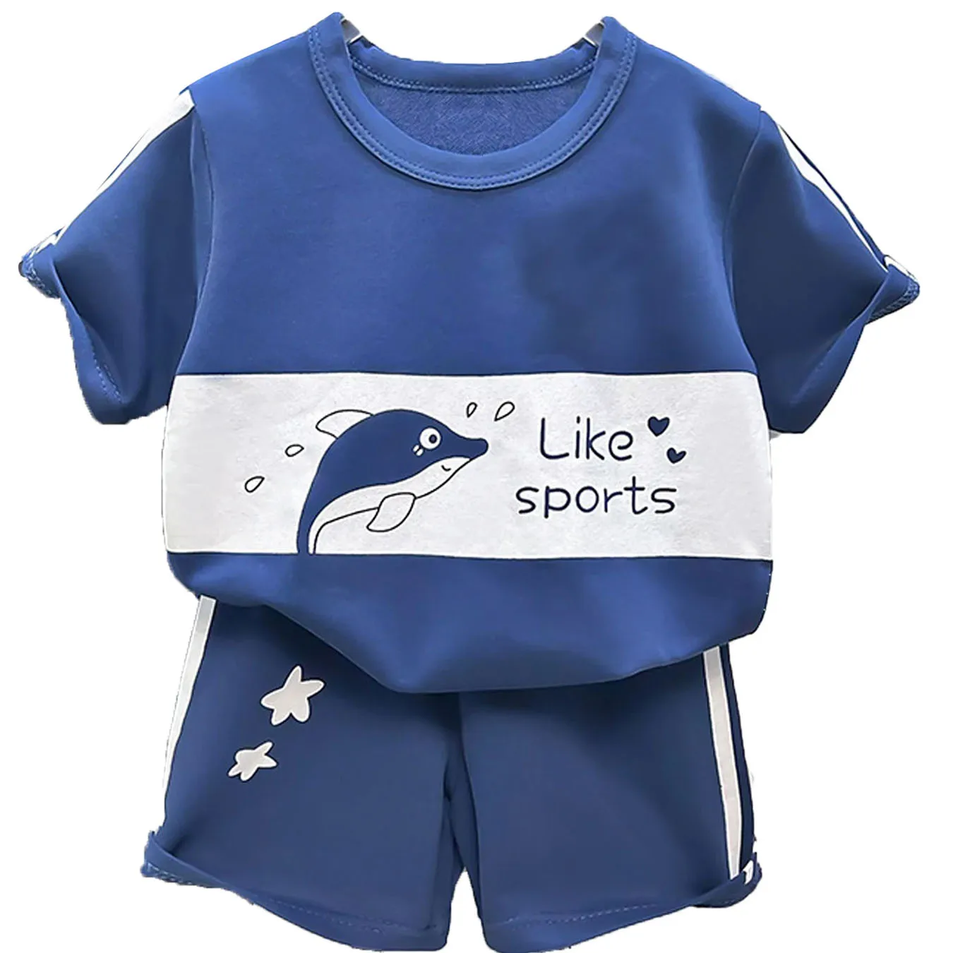 Summer Girls Boys Sport Suits Fashion Cartoo Printed Child Casual Clothing Short Sleeve Tops+Shorts Tracksuits 2 3 5 6 Years Old