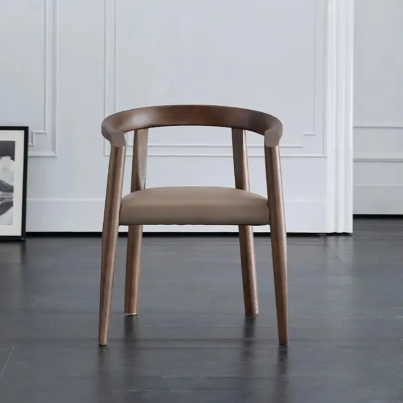 Modern Solid Wood Leather Dining Chair High Quality for Home Dining Room Hotel Cafe Restaurant Study Living Room Furniture