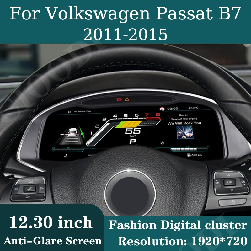 

12,3-дюймовый ЖК-дисплей приборной панели для VW Volkswagen Passat B7 2011-2015, одометр, спидометр, виртуальная приборная панель, цифровой кластер, CarPlay